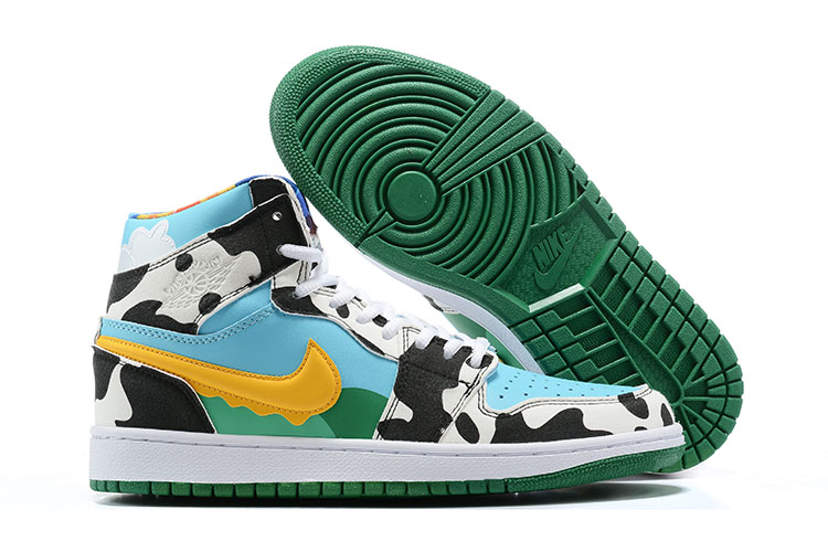 Original Air Jordan 1 Cow Print Jade Blue